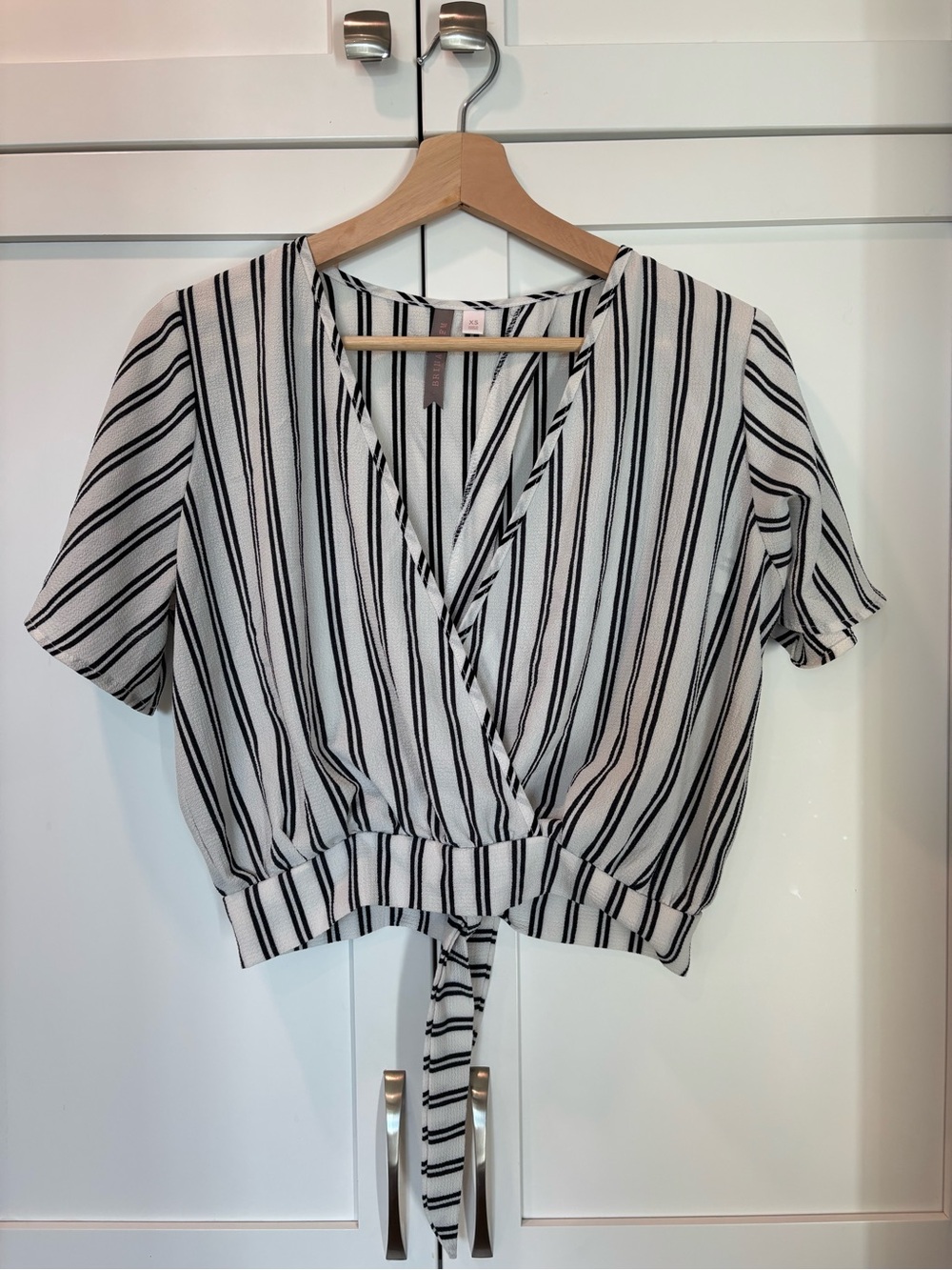Brina & Em Striped Wrap Crop Top